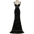 Grace Karin sans manches Sexy Backless longue perlée stretch robe de soirée noire CL6096-1 #